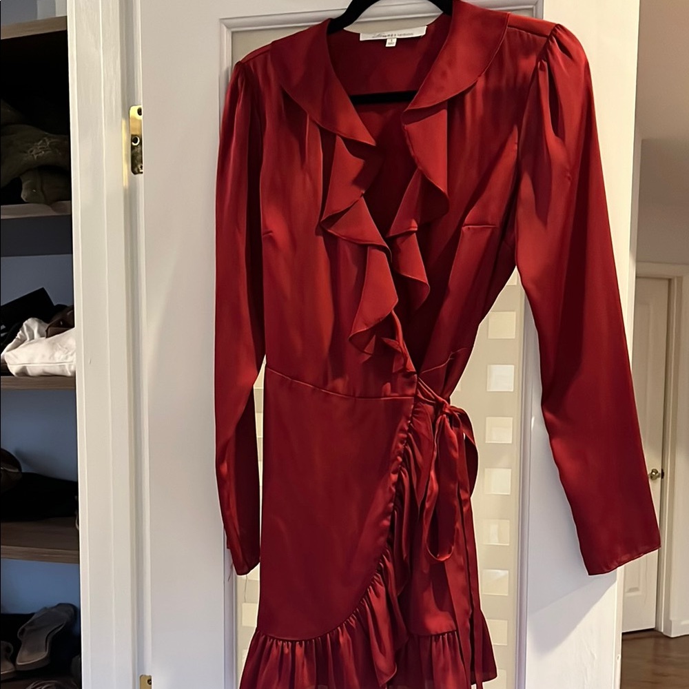 Lovers & Friends Red Ruffle Wrap Dress